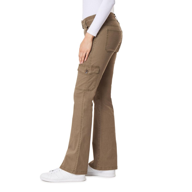 WallFlower Jeans for Women Feisty Curvy Cargo Low Rise Belted Insta Stretch Flare Juniors, (Standard and Plus), Dark Olive, 11 - Image 3