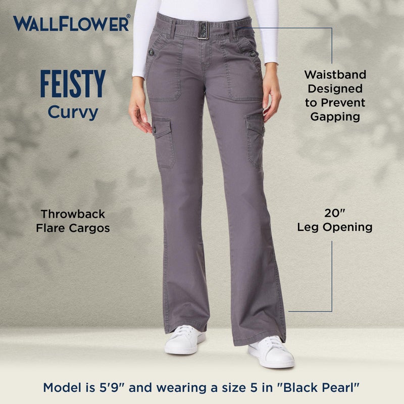 WallFlower Jeans for Women Feisty Curvy Cargo Low Rise Belted Insta Stretch Flare Juniors, (Standard and Plus), Dark Olive, 11 - Image 4