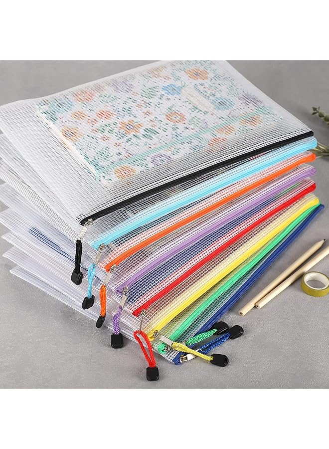 إيروريكس 24 قطعة من أكياس شبكية بسحاب وأكياس بسحاب وأكياس ألغاز لتنظيم التخزين بحجم حرف A4 وأكياس ملفات بسحاب لألعاب الطاولة المدرسية واللوازم المكتبية - Image 4