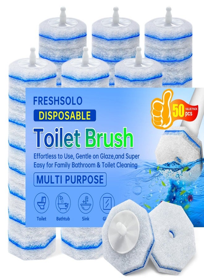 FRESHSOLO 50 Count Disposable Toilet Wand Refills for Clorox, Upgraded Replacement Brush Heads Compatible With Most Toilet Wand Refill System - 5X Cleaning Power Toilets Bowl Cleaner with Exclusive Formula - Image 1