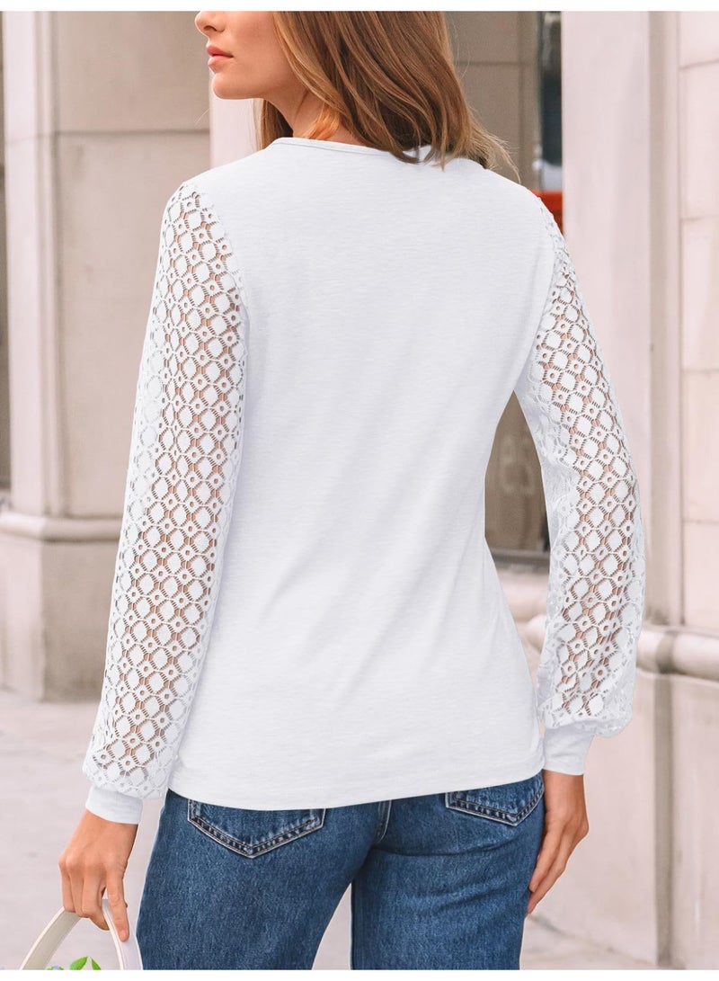 general AUTOMET Women's Long Sleeve Tops Dressy Casual Shirts 2025-2026 Fall Outfits Lace Business Blouses Cute T-Shirts Work Clothes - Image 2