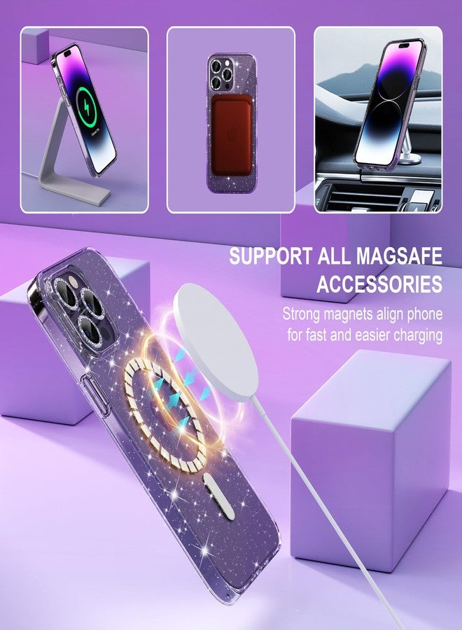 Choiche Magnetic for iPhone 14 Pro Max Case, Women Clear Glitter Bling Sparkly Case, [3xDiamond Camera Lens Protectors] [2xTempered Glass Screen Protectors] [Compatible MagSafe] (Glitter Clear) - Image 5