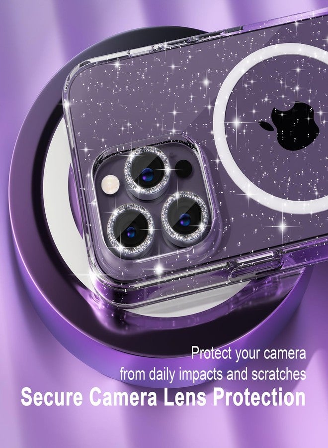 Choiche Magnetic for iPhone 14 Pro Max Case, Women Clear Glitter Bling Sparkly Case, [3xDiamond Camera Lens Protectors] [2xTempered Glass Screen Protectors] [Compatible MagSafe] (Glitter Clear) - Image 3