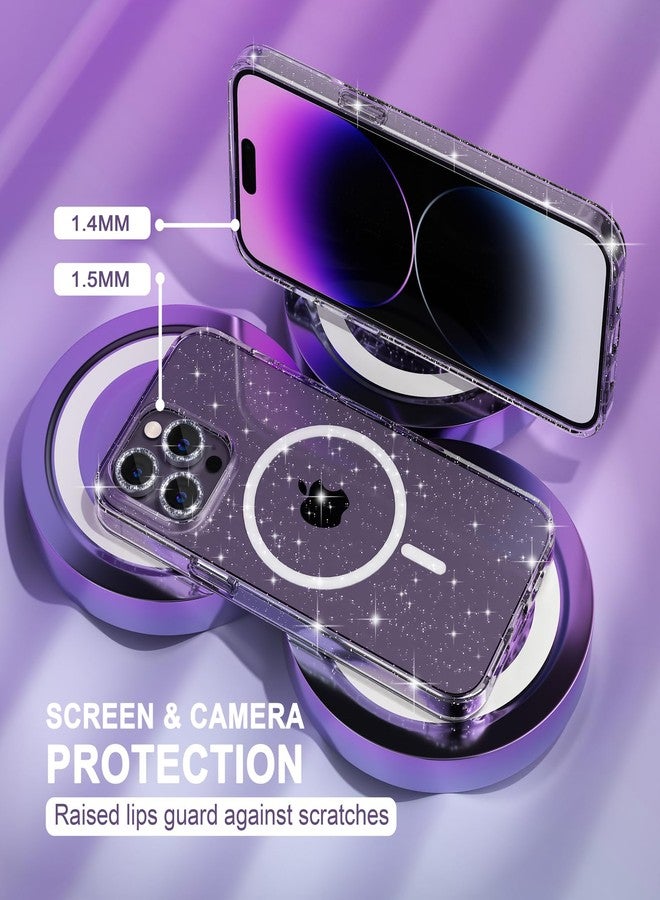 Choiche Magnetic for iPhone 14 Pro Max Case, Women Clear Glitter Bling Sparkly Case, [3xDiamond Camera Lens Protectors] [2xTempered Glass Screen Protectors] [Compatible MagSafe] (Glitter Clear) - Image 4