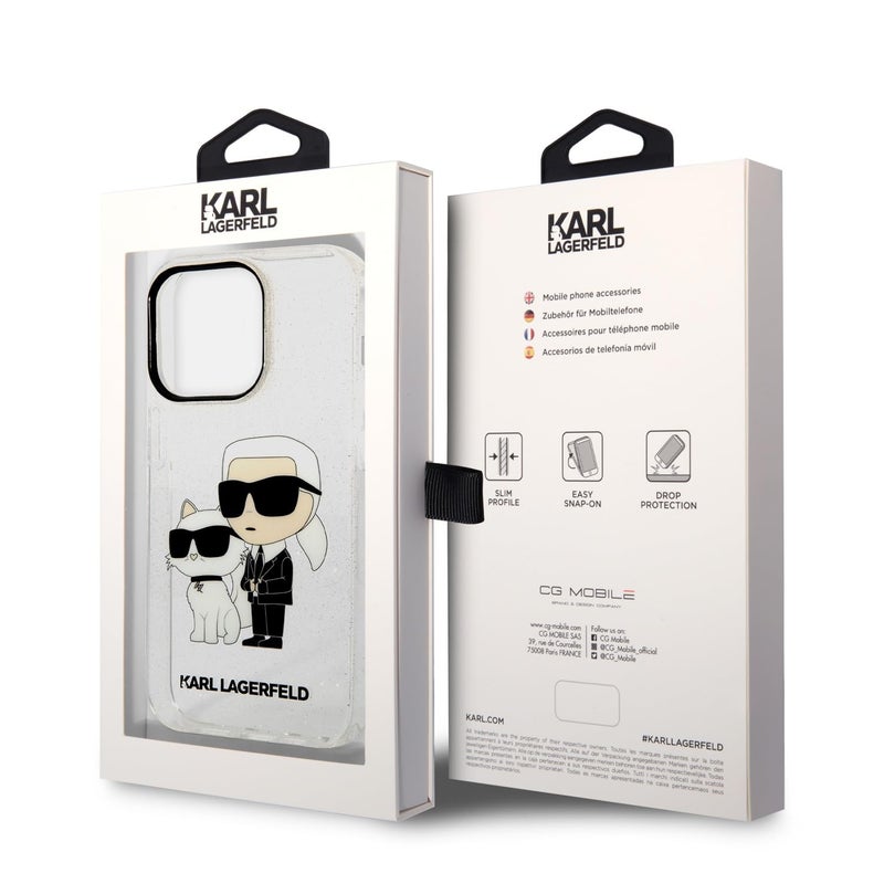CG Mobile Karl Lagerfeld for iPhone 15 Pro Case IML Glitter NFT Karl  Choupette Hard  AntiScratch  Drop Resistant Shockproof  Full Slim Bumper Protection Back Cover for iPhone 15 Pro 61  White