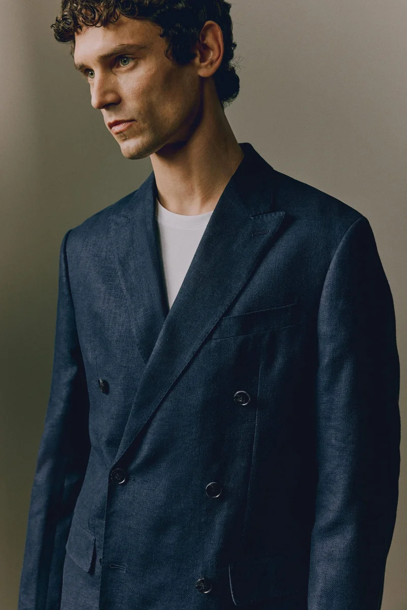 H&M Relaxed Fit Double-breasted linen-blend jacket
