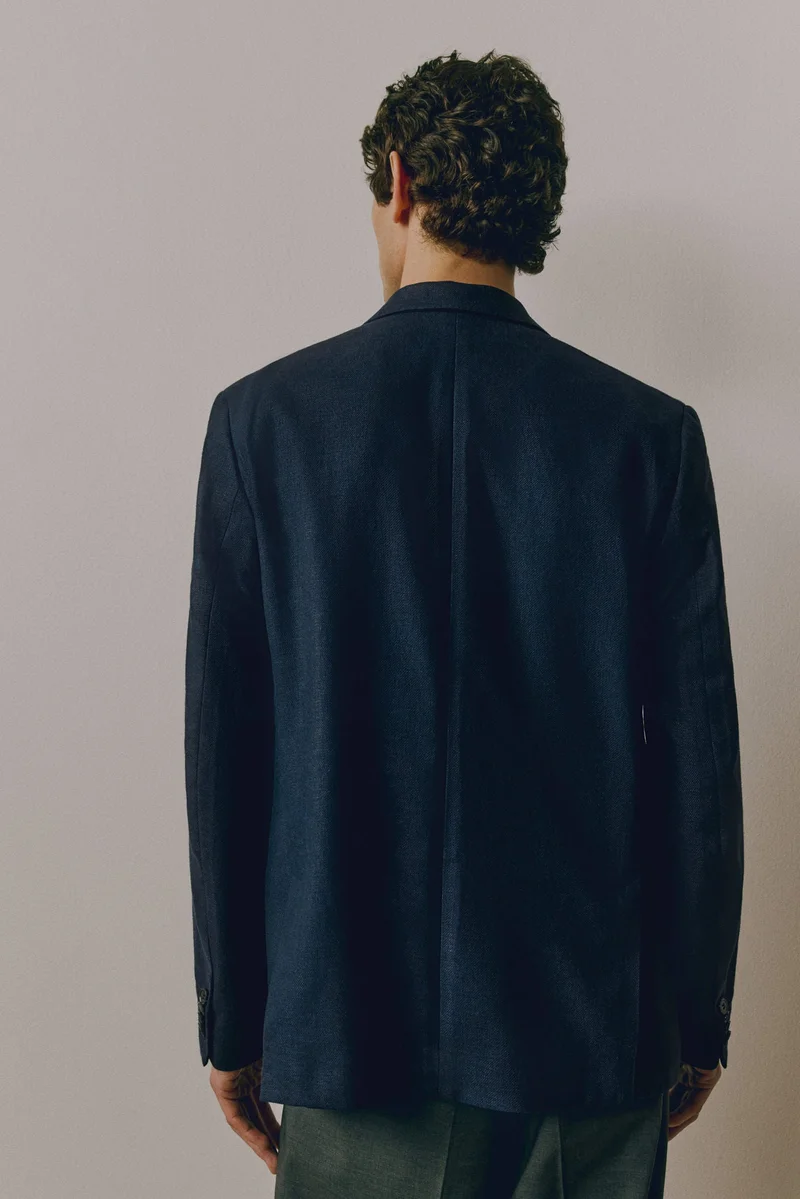 H&M Relaxed Fit Double-breasted linen-blend jacket