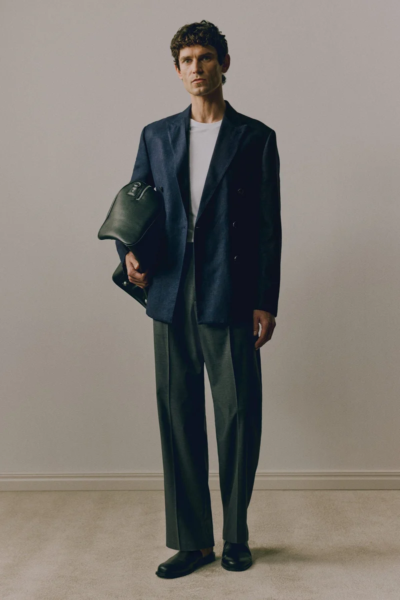 H&M Relaxed Fit Double-breasted linen-blend jacket