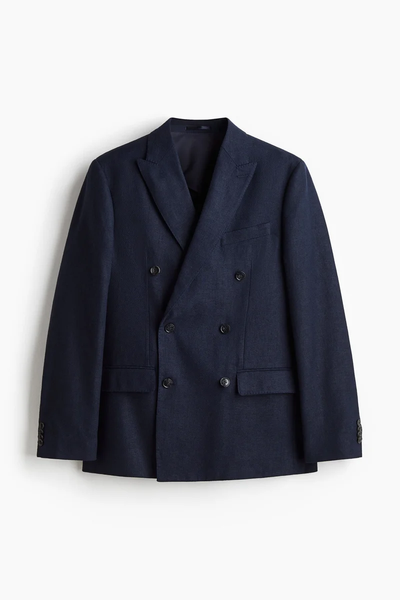H&M Relaxed Fit Double-breasted linen-blend jacket
