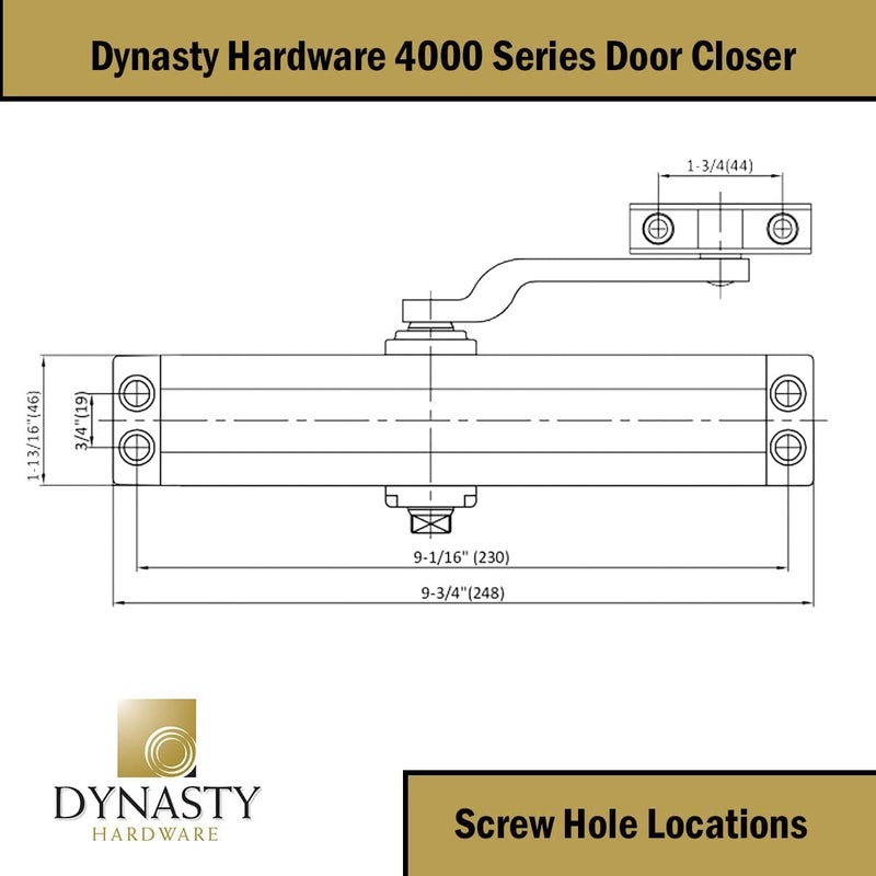 Dynasty Hardware Door Closer, Commercial Hydraulic Closer, Self-Closing, Spring Size 4, Surface Mount, Sprayed Aluminum, Series 4000 - Image 3