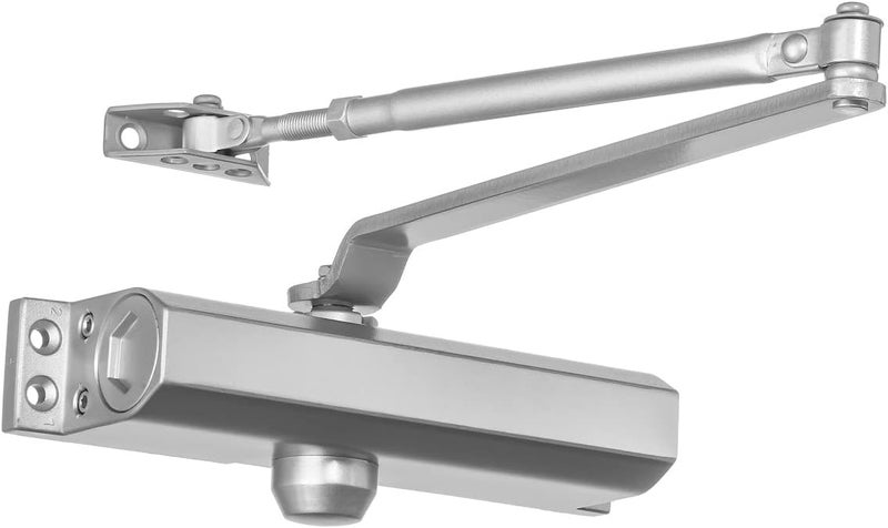 Dynasty Hardware Door Closer, Commercial Hydraulic Closer, Self-Closing, Spring Size 4, Surface Mount, Sprayed Aluminum, Series 4000 - Image 1