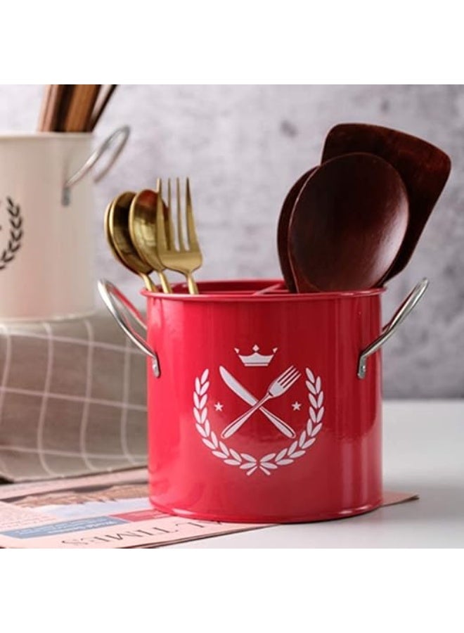 Decorative Kitchen Utensil Holder with 4 Compartments | Multi-Section Countertop Organizer for Cutlery - Image 4