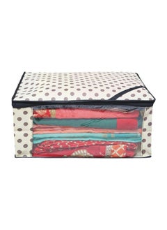 Kuber Industries Kuber Industries Pack of 3 Polka Dot Saree Cover | Clothes Organizer For Wardrobe | Storage Organizer For Saree- Suit-Shirt-Lehanga | Saree Cover With Zip | Black & Ivory  - Image 2