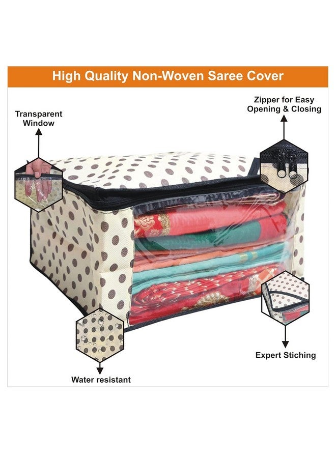Kuber Industries Pack of 3 Polka Dot Saree Cover | Clothes Organizer For Wardrobe | Storage Organizer For Saree- Suit-Shirt-Lehanga | Saree Cover With Zip | Black & Ivory - Image 4