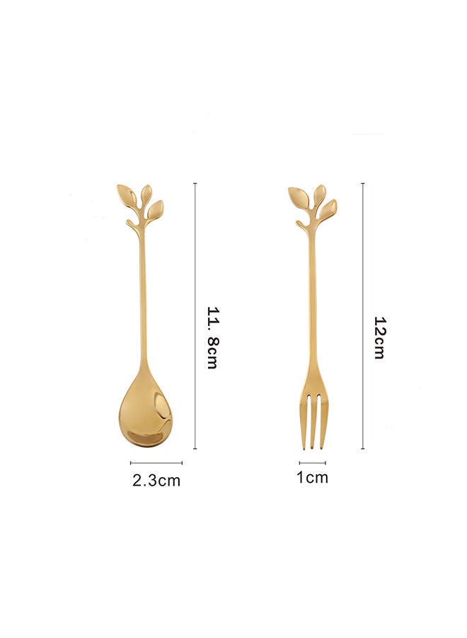 NIBEMINENT 8-Piece Fruit & Dessert Fork Spoon Set Gold  - Image 2