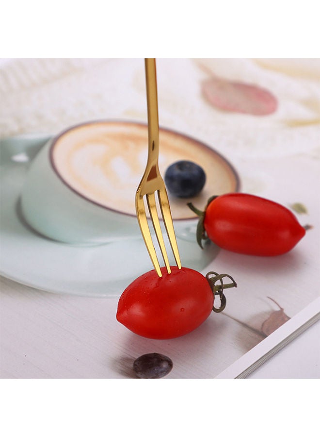 NIBEMINENT 8-Piece Fruit & Dessert Fork Spoon Set Gold  - Image 3