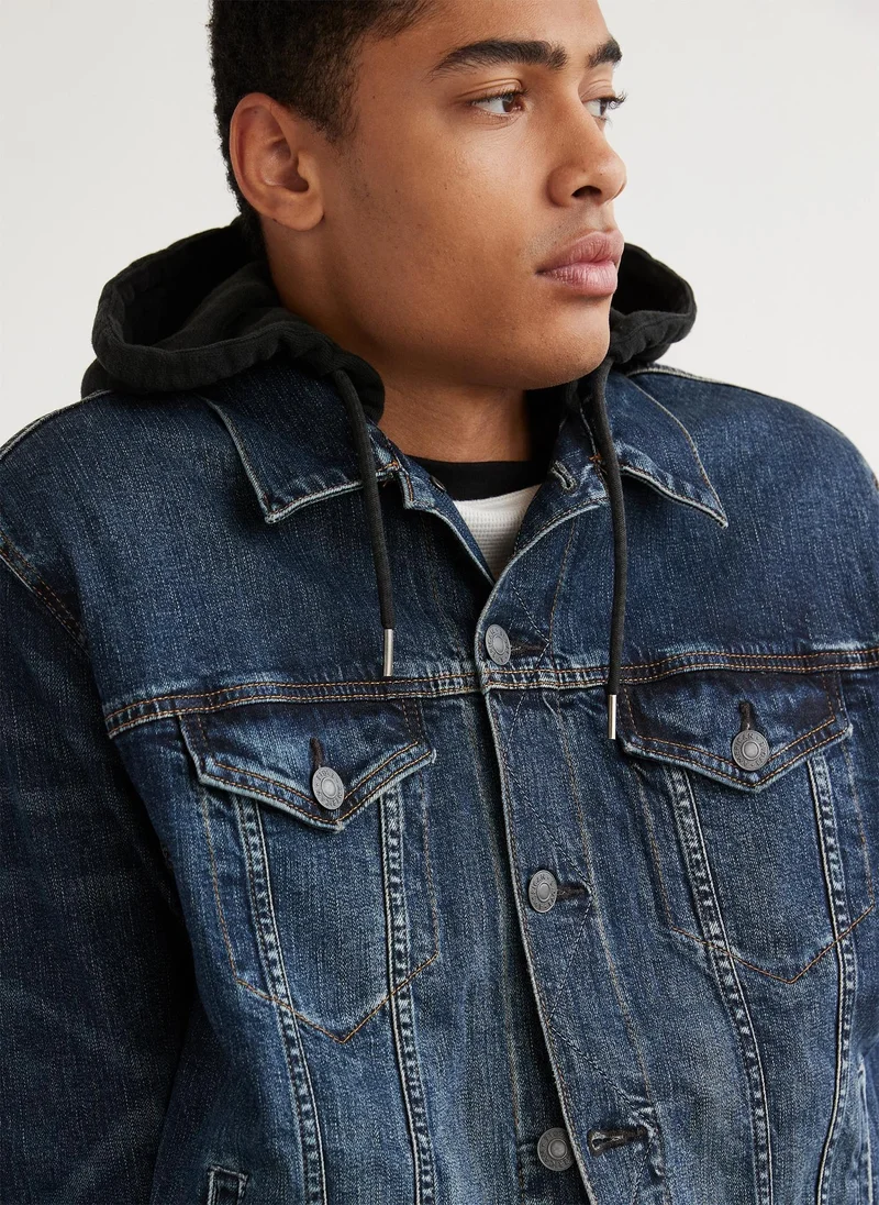 American Eagle Hooded Denim Trucker Jacket