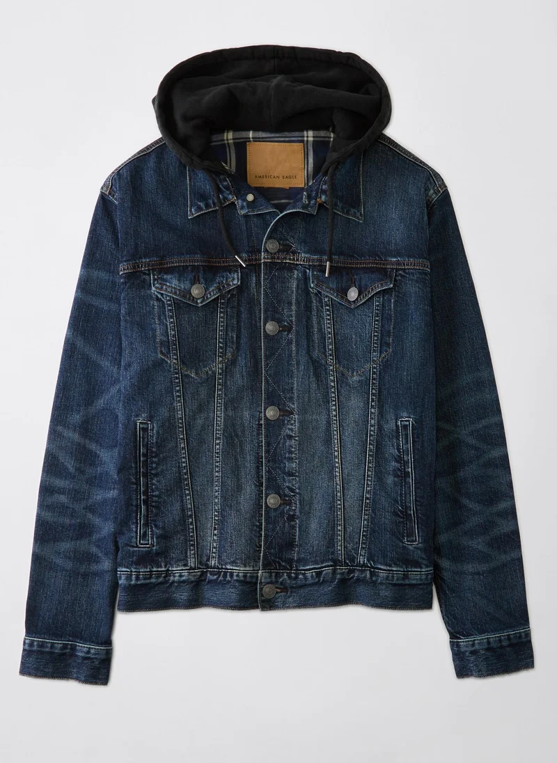 American Eagle Hooded Denim Trucker Jacket