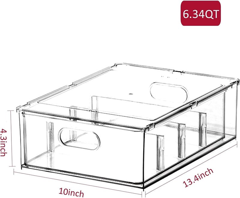 loobuu Refrigerator Organizer Bins with Pull-out Drawer, Large Stackable Fridge Drawer Organizer Set with Handle, BPA-free Drawable Clear Storage Cases for Freezer, Cabinet, Kitchen, Pantry Organization - Image 2