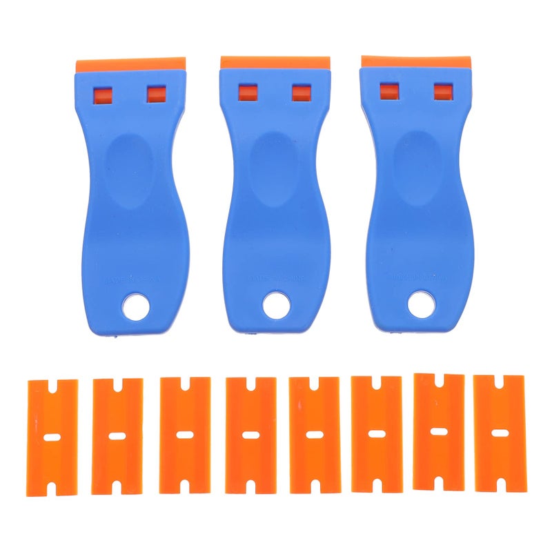 3 Pack Plastic Razor Scraper Tool Ergonomic Handle for Caulk Sticker Adhesive Removal Safe on Paint Glass Tile - Image 2
