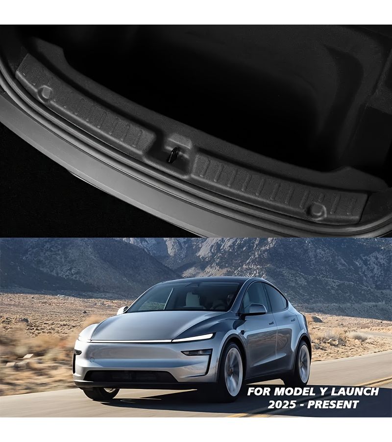 غطاء حماية صندوق السيارة الخلفي من مادة TPE لسيارة Tesla Model Y وJUNIPER 2025، مقاوم للخدوش، متين باللون الأسود، مع سطح محكم لمقبض مريح، سهل التركيب، لحماية المقصورة الداخلية للمركبة. - Image 2