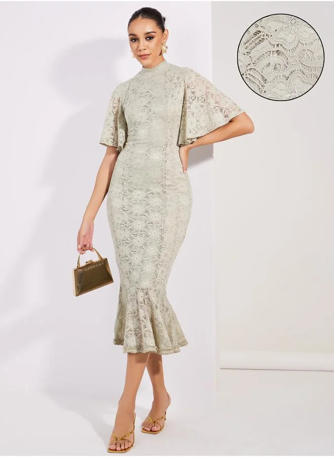 Styli Lace Trumpet Dress