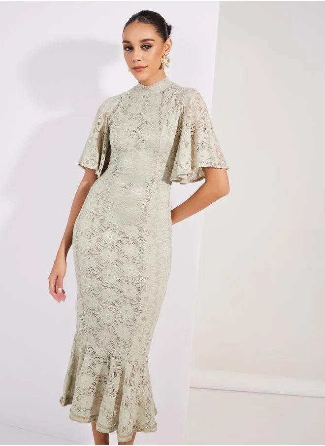Styli Lace Trumpet Dress