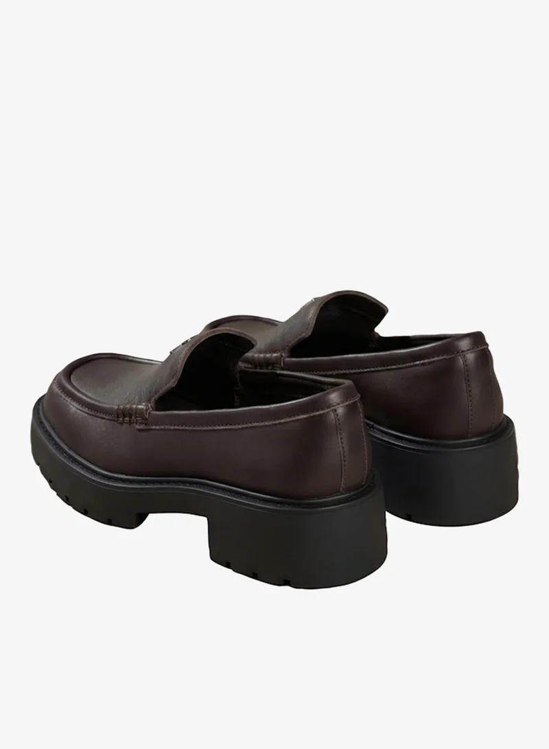 Calvin Klein Bordeaux/Black Chunky Leather Loafers for Women | Best Price UAE