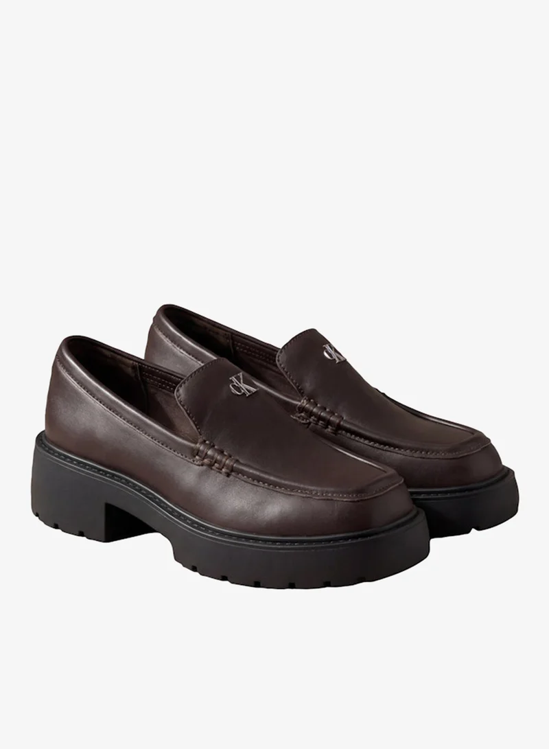 Calvin Klein Bordeaux/Black Chunky Leather Loafers for Women | Best Price UAE