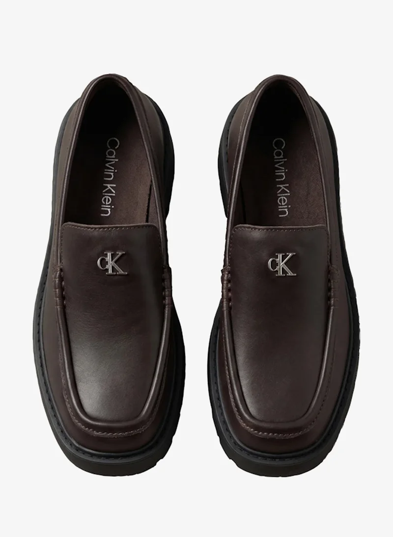 Calvin Klein Bordeaux/Black Chunky Leather Loafers for Women | Best Price UAE