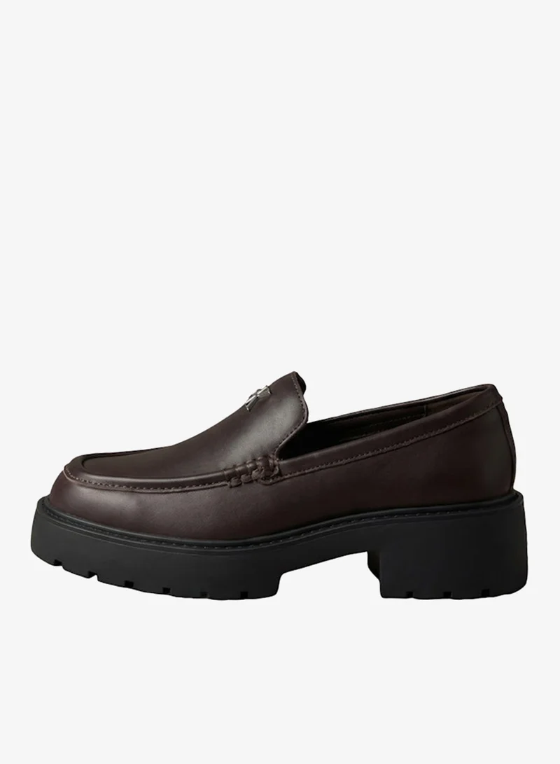 Calvin Klein Bordeaux/Black Chunky Leather Loafers for Women | Best Price UAE