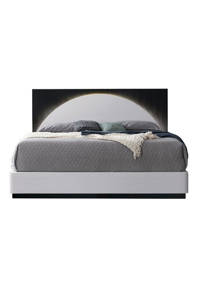 DANUBE HOME Onda 180 X 200 King Bed With 2 Night Stand And Dresser+ Mirror With LED| Strong and Sturdy Modern Design Bed Set Quiet And Comfortable Bed Made In Malaysia-Black / White  - Image 2