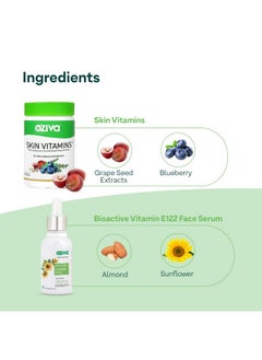OZiva OZiva Daily Skin Care Combo Pack - Skin Vitamins + Bioactive Vitamin E122 Face Serum With Hyaluronic Acid for Hydration & Radiant Skin  - Image 2