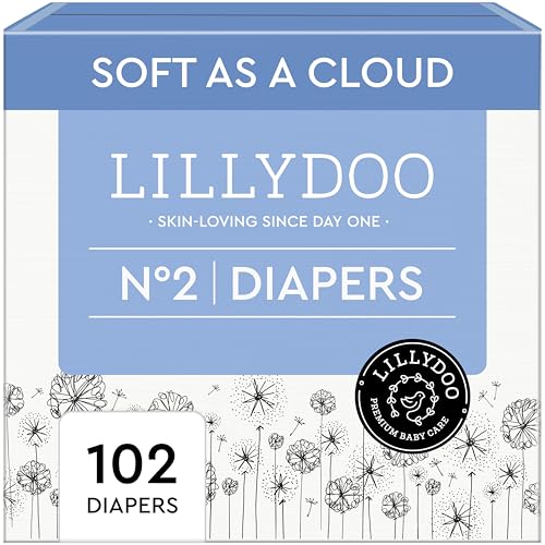 LILLYDOO Disposable Baby Diapers Size 2 9 lbs 102 Count Absorbent Leak Protection Ultra Soft Sensitive Skin Hypoallergenic FragranceFree Dermatologist Tested - Image 1