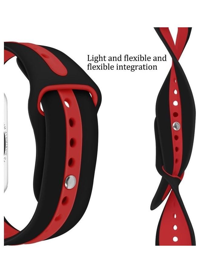 نيبمينينت سوار ساعة مفتوح بدرجتي لون لساعة أبل سيريس 7 مقاس 41 مم/6 SE و5 و4 40 مم/3 و2 و1 38 مم أسود/ أحمر - Image 4