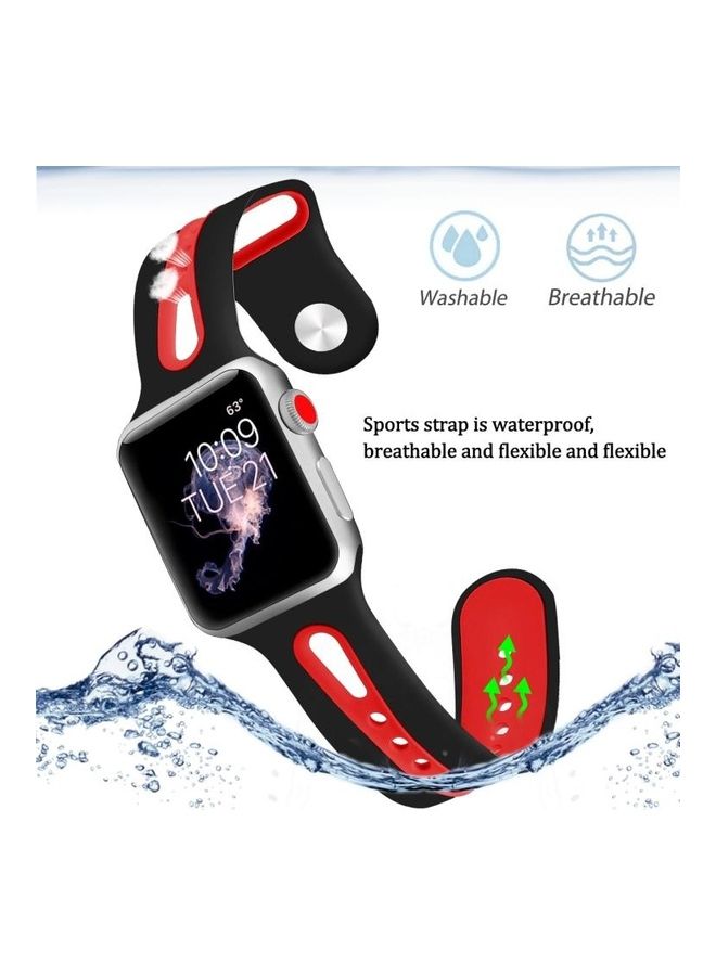 نيبمينينت سوار ساعة مفتوح بدرجتي لون لساعة أبل سيريس 7 مقاس 41 مم/6 SE و5 و4 40 مم/3 و2 و1 38 مم أسود/ أحمر - Image 5
