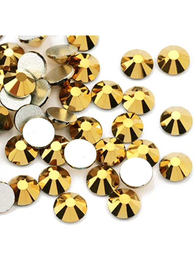 Dowarm 1440 Pieces SS10 Flatback Rhinestones 28MM Glass Crystal Rhinestones for Craft Nails Dance Costumes Flat Back Nail Crystals Non Hotfix Rhinestones SS10 28MM Bright Gold