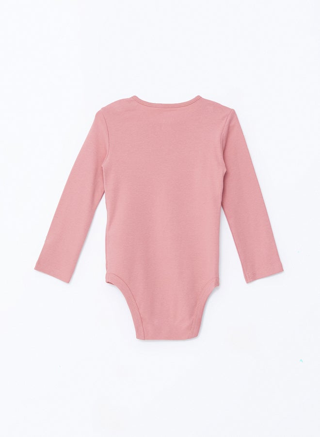 LC WAIKIKI Crew Neck Printed Baby Girl Bodysuit With Snap Fastener 2 Pieces - Image 4