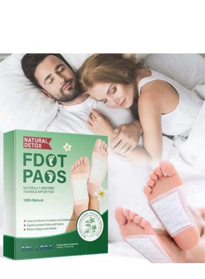 صول لورا 10 قطع لصقات تنظيف القدمين، لصقات تنظيف عميقة، لاصقات إزالة السموم من القدمين لتخفيف التوتر، تحسين النوم، تعزيز الأيض، تخفيف آلام العضلات، تعزيز الدورة الدموية، سهلة الاستخدام، مناسبة للرجال والنساء وكبار السن والأطفال - Image 2