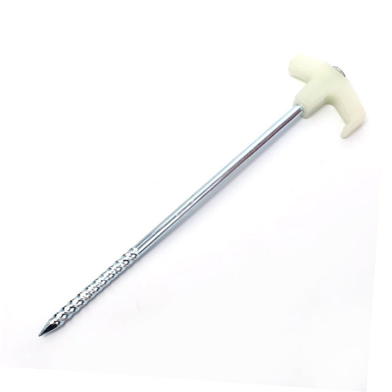 25cm White Steel Spiral Tent Pegs 16pcs Set with Plastic Handle for Camping Awning Snow Mud Ground Anchoring - Image 5