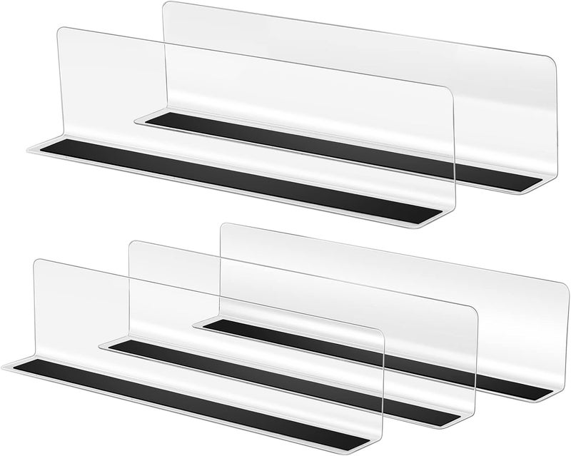 comfrt 5Pcs Shelf Dividers Closet Shelf Dividers Plastic Clear Wood Closet Shelf Separator Organizer Clapboard for Kitchen Cabinet Bookcase Office Supermarket - Image 1