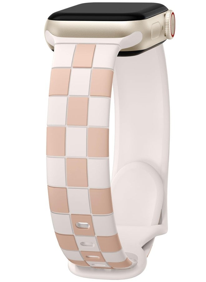 DaQin Checkered Band Compatible with Apple Watch Bands for Women 40mm 41mm 42mm 38mm Men, Cute Soft Silicone Dressy Designer Strap Repalacement Wristbands for iWatch Bands Series 10 SE 9 8 7 6 5 4 3 2 - Image 1