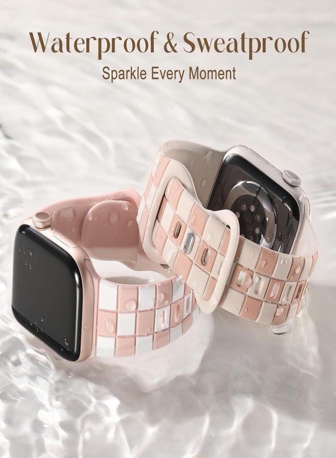 DaQin Checkered Band Compatible with Apple Watch Bands for Women 40mm 41mm 42mm 38mm Men, Cute Soft Silicone Dressy Designer Strap Repalacement Wristbands for iWatch Bands Series 10 SE 9 8 7 6 5 4 3 2 - Image 5