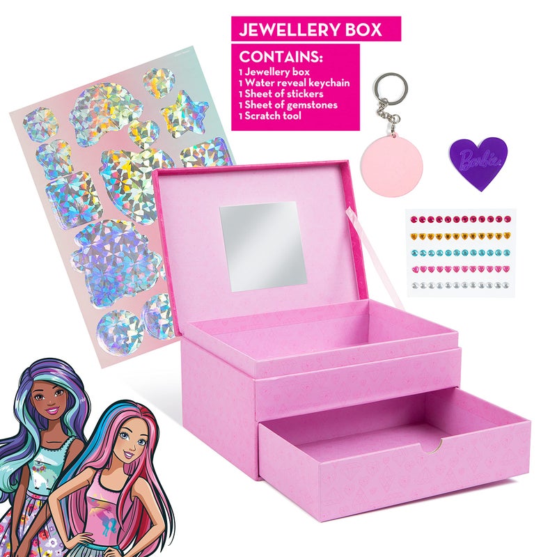 Barbie صندوق مجوهرات باربي كولور ريفيل - صندوق تخزين المجوهرات للفتيات - مجوهرات وإكسسوارات باربي - صندوق تذكار للفتيات - صندوق تخزين باربي - صندوق مجوهرات للأطفال - حرف باربي - Image 2