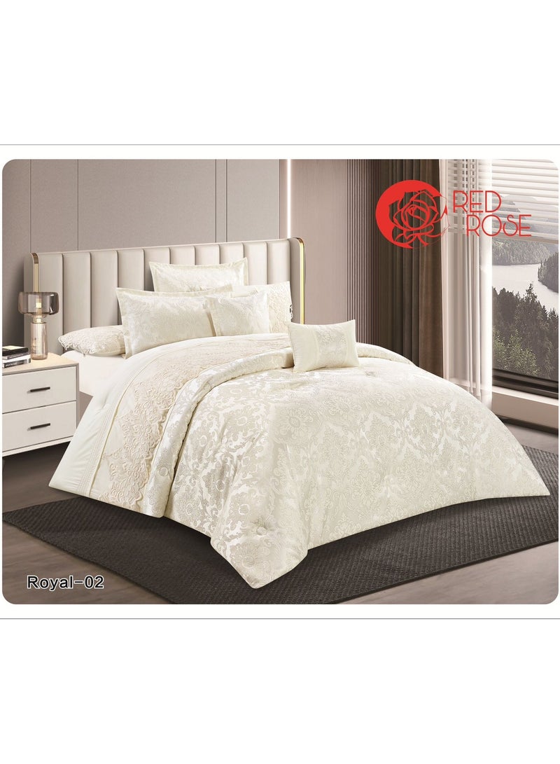 ريد روز مفرش عرايس (مناسبات )ملكي 8 قطع حشو ممتازه خام شانيل مع طبق دانتيل - Image 1