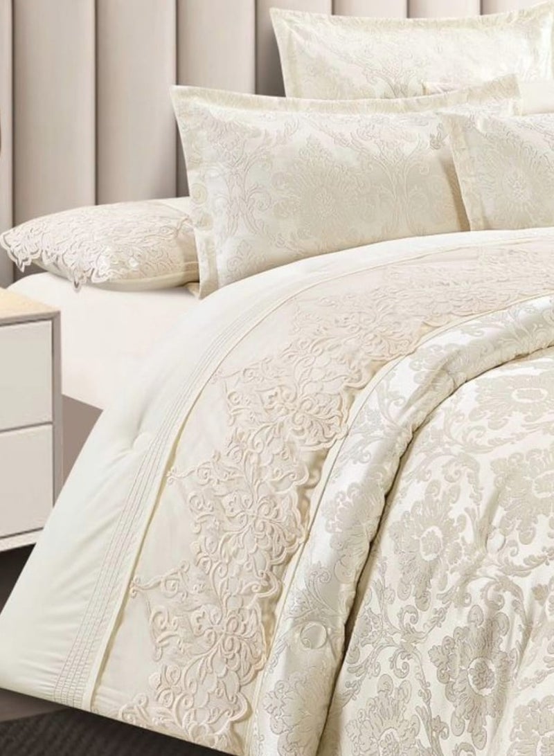 ريد روز مفرش عرايس (مناسبات )ملكي 8 قطع حشو ممتازه خام شانيل مع طبق دانتيل - Image 2