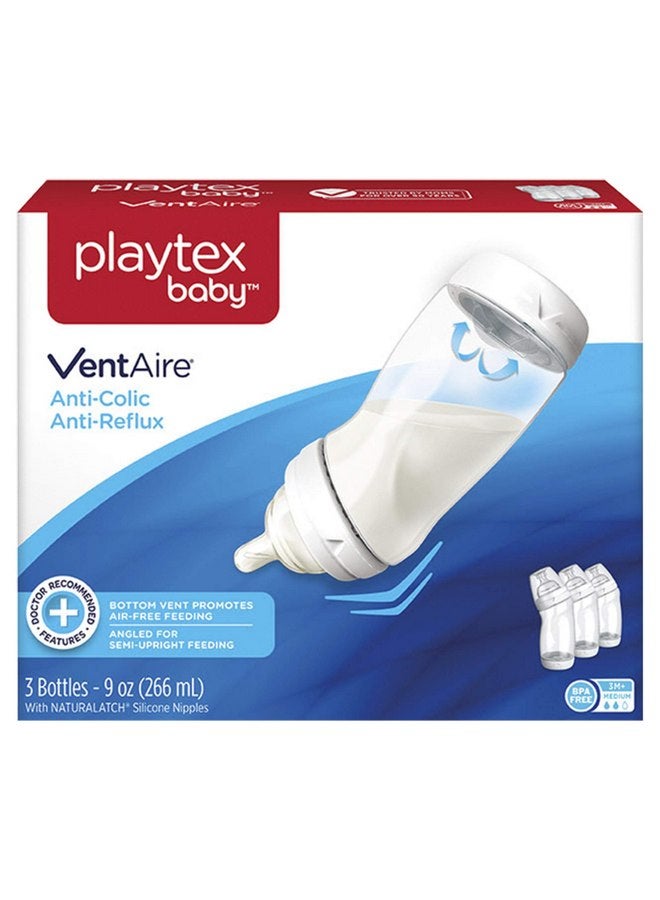 Playtex Baby Ventaire Anti Colic Baby Bottle, BPA Free, 9 Ounce - 3 Count - Image 1