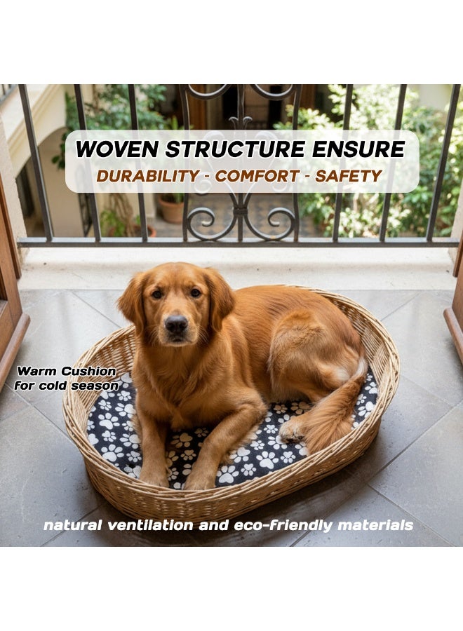 أن ان سي بيتس سرير للكلاب مع وسادة ناعمة وسجادة مزدوجة الجوانب لجميع المواسم، تصميم صديق للبيئة وخفيف الوزن، 82 سم سرير مريح وقوي من الخيزران الطبيعي، متين، قابل للتهوية، ومثالي للقطط والكلاب (بني) - Image 5