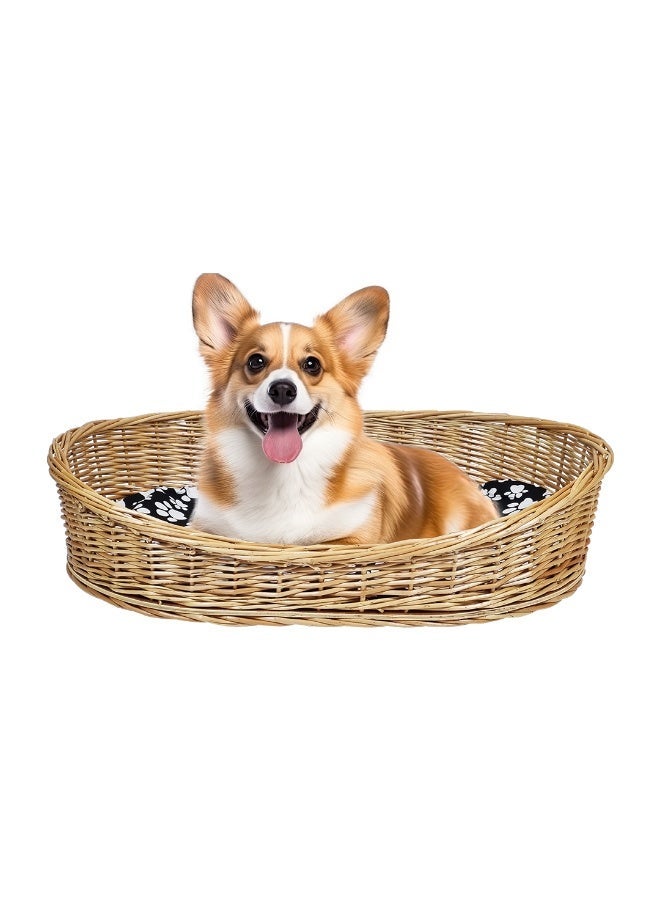 أن ان سي بيتس سرير للكلاب مع وسادة ناعمة وسجادة مزدوجة الجوانب لجميع المواسم، تصميم صديق للبيئة وخفيف الوزن، 82 سم سرير مريح وقوي من الخيزران الطبيعي، متين، قابل للتهوية، ومثالي للقطط والكلاب (بني) - Image 2