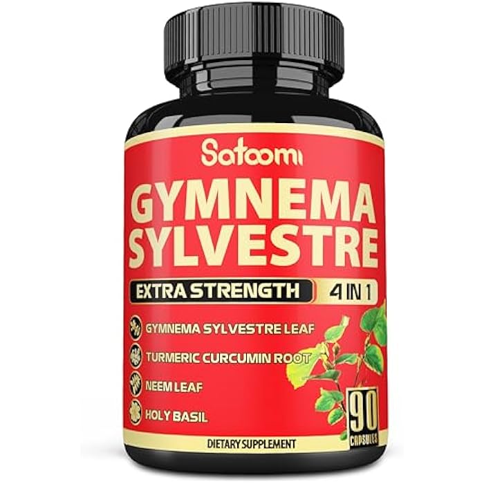 Satoomi Pure Gymnema Sylvestre Capsules Extract - 90 Capsules for 3-Month - Combined with Neem Leaf, Holy Basil & Turmeric Curcumin Root - Image 1
